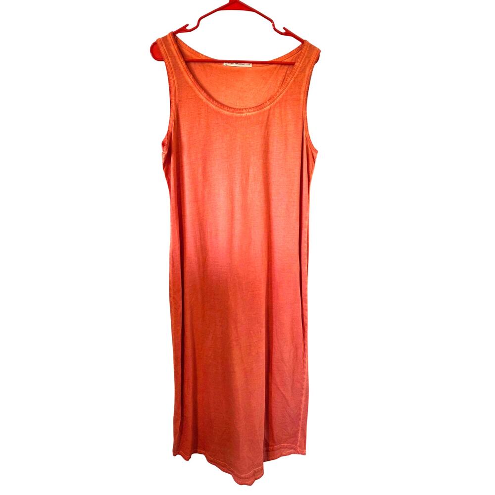 Peruvian Connection Womens Pima Cotton Tank Maxi Dress Size Large Orange